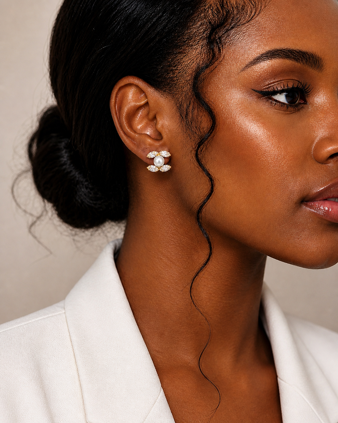 The Luxe Camellia Pearl Studs